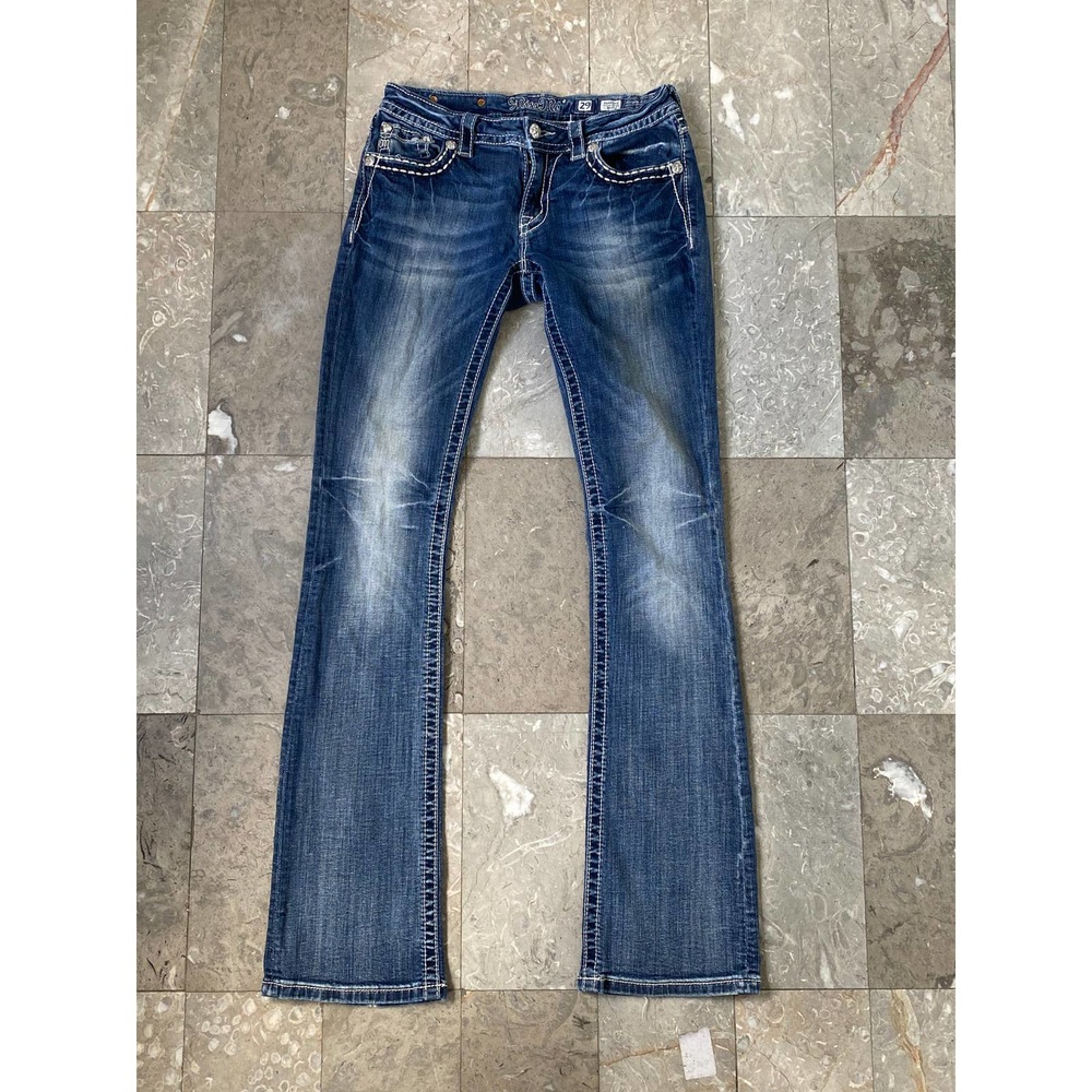 Miss Me Signature Boot Cut Jeans Sz 29 Bling Flap Pocket Embroidered